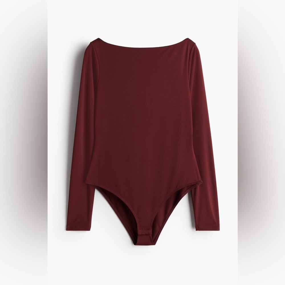 Donating soon- H&M Boat Neck Bodysuit Burgundy